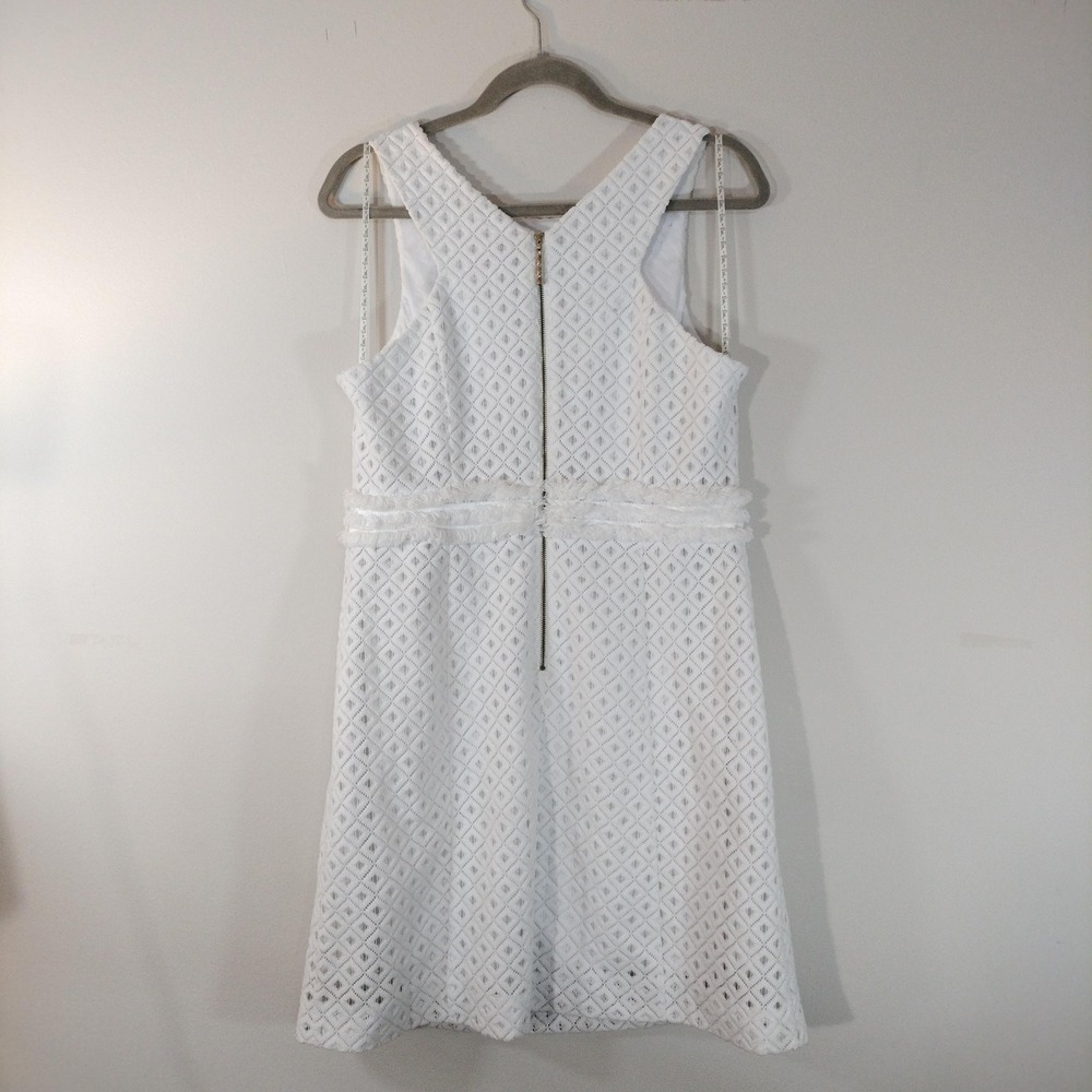 Lilly Pulitzer White Diamond Eyelet Fringe Shift Dress w/Bamboo Zipper‎ - Picture 10 of 10